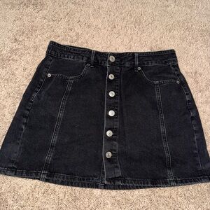 American Eagle Women’s Black Denim Button-Front Skirt